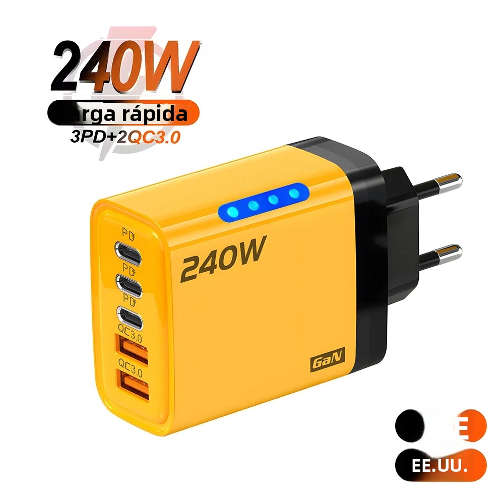 Cargador USB C PD de 5 puertos carga rápida 3,0 tipo C cargadores de teléfono USB adaptador de carga rápida para iPhone 16 15 Samsung Xiaomi Huawei