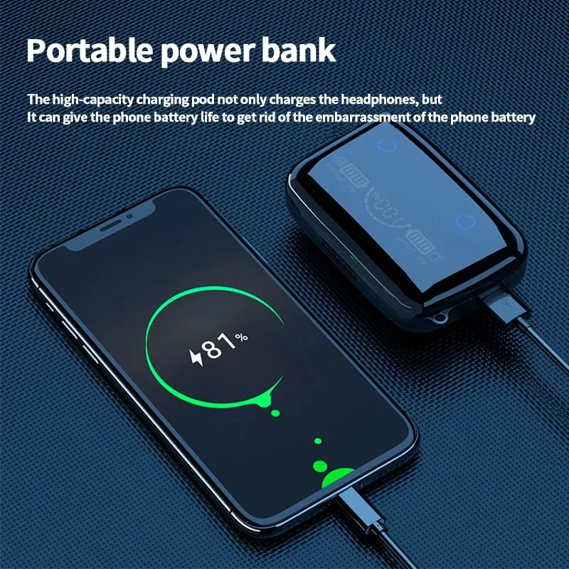 #M19 Bluetooth Headset Wireless Tws Gaming Support Noise-cancelling Touch In-ear Mini Emergency Power Bank Headset