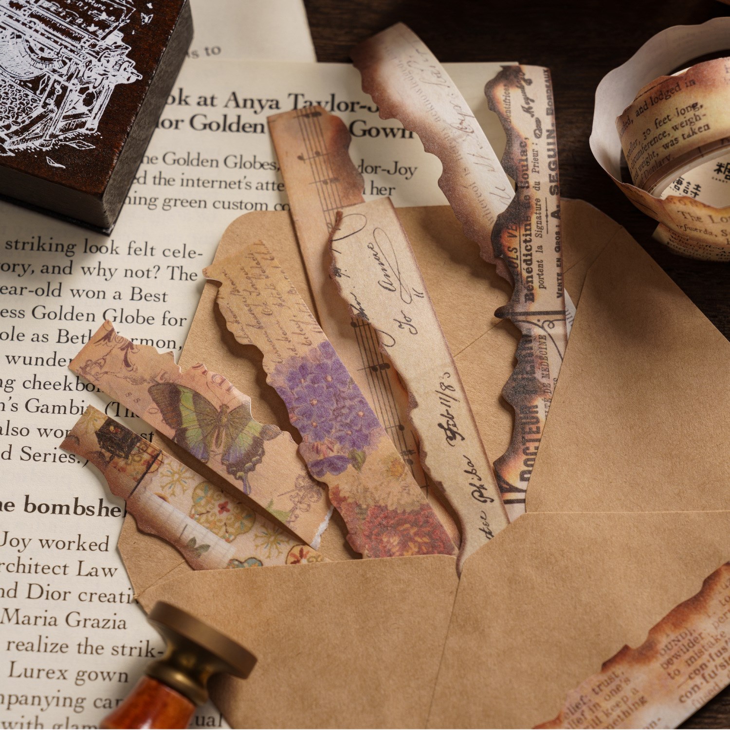 빈티지 오래 된 구운 Washi 테이프 골동품 찾고 스크랩북 마스킹 테이프 저널 일기 플래너 공예에 대 한 장식 접착 테이프