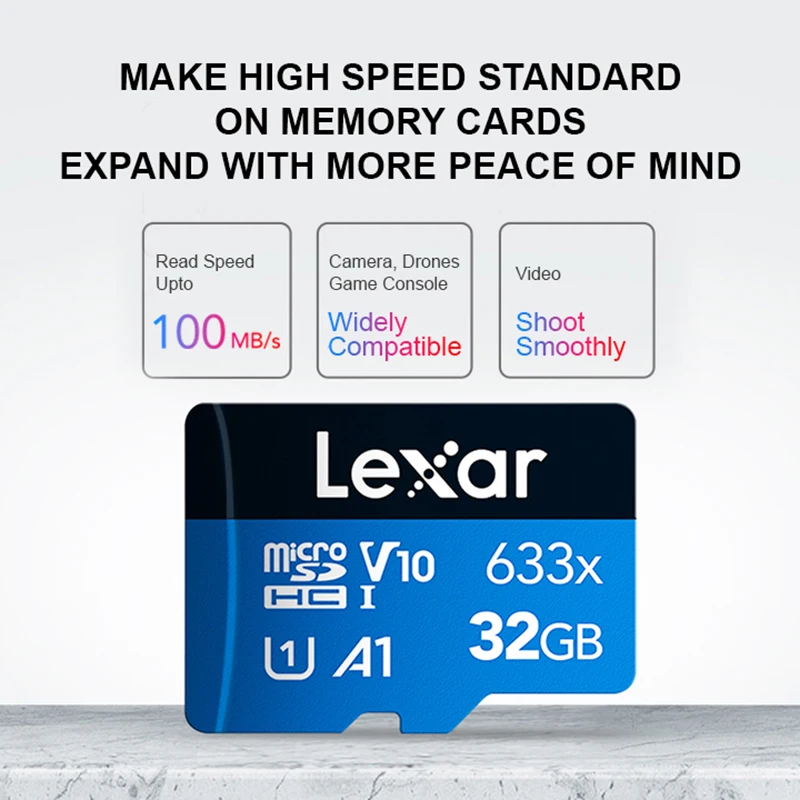 Lexar Original Micro SD Card 256GB 128GB 64GB 32GB Memory Card Up to 100MB/s Read A2/A1 microSDHC/microSDXC TF Card