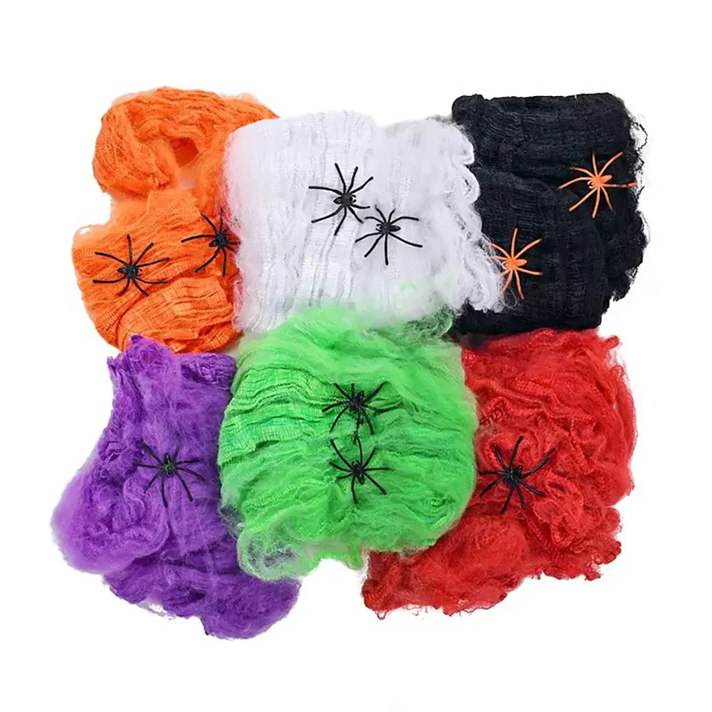 Halloween Decoration Spider Web,Artificial Spider Web,Stretchy Cobweb With Spider,Horror Gothic Haunted House Home Decor