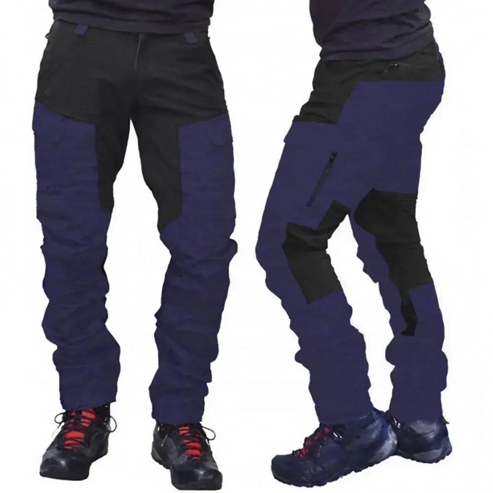 Pantalon Cargo imperméable pour hommes, Long pantalon de travail d'été, bloc de couleur en plein air, multi-poches, sport, Camping, pêche
