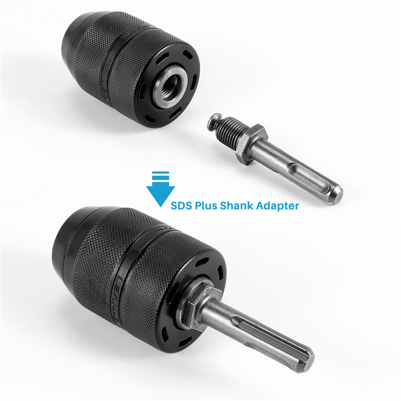 Mais novo mandril de broca sem chave de 2-13mm com adaptador de haste sds plus, ferramenta conversora de adaptador de mudança de mandril de perfuração de impacto 1/2-20unf