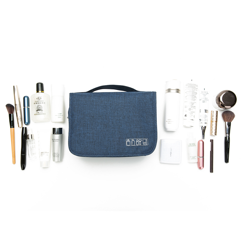 Portable Travel Cosmetic Bag Large Capacity Waterproof Toiletry Bag with Hanging Hook for Men and Women Bathroom Storage Bag