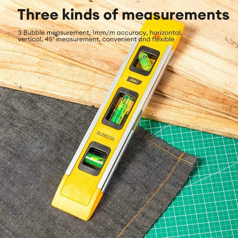 9 Inch Torpedo Level, Magnetic Box Level with 45°/90°/180° Bubbles, Shock Resistant Bubble Level Tool for Measuring
