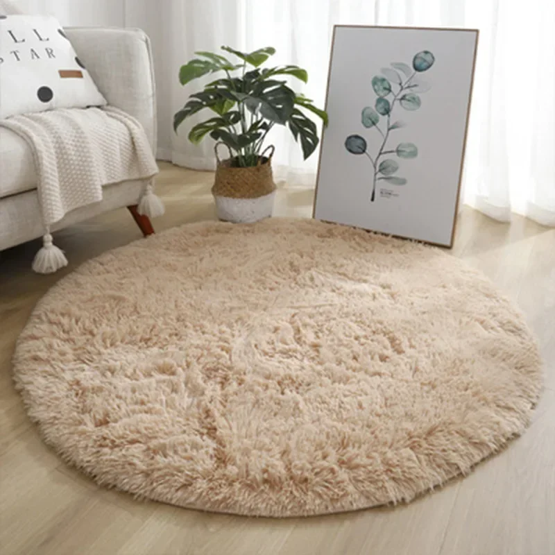 Tappeto rotondo in peluche ultra morbido: soffice tappeto bianco per soggiorno, decorazioni per la casa e camera da letto, camera da letto e cameretta dei bambini