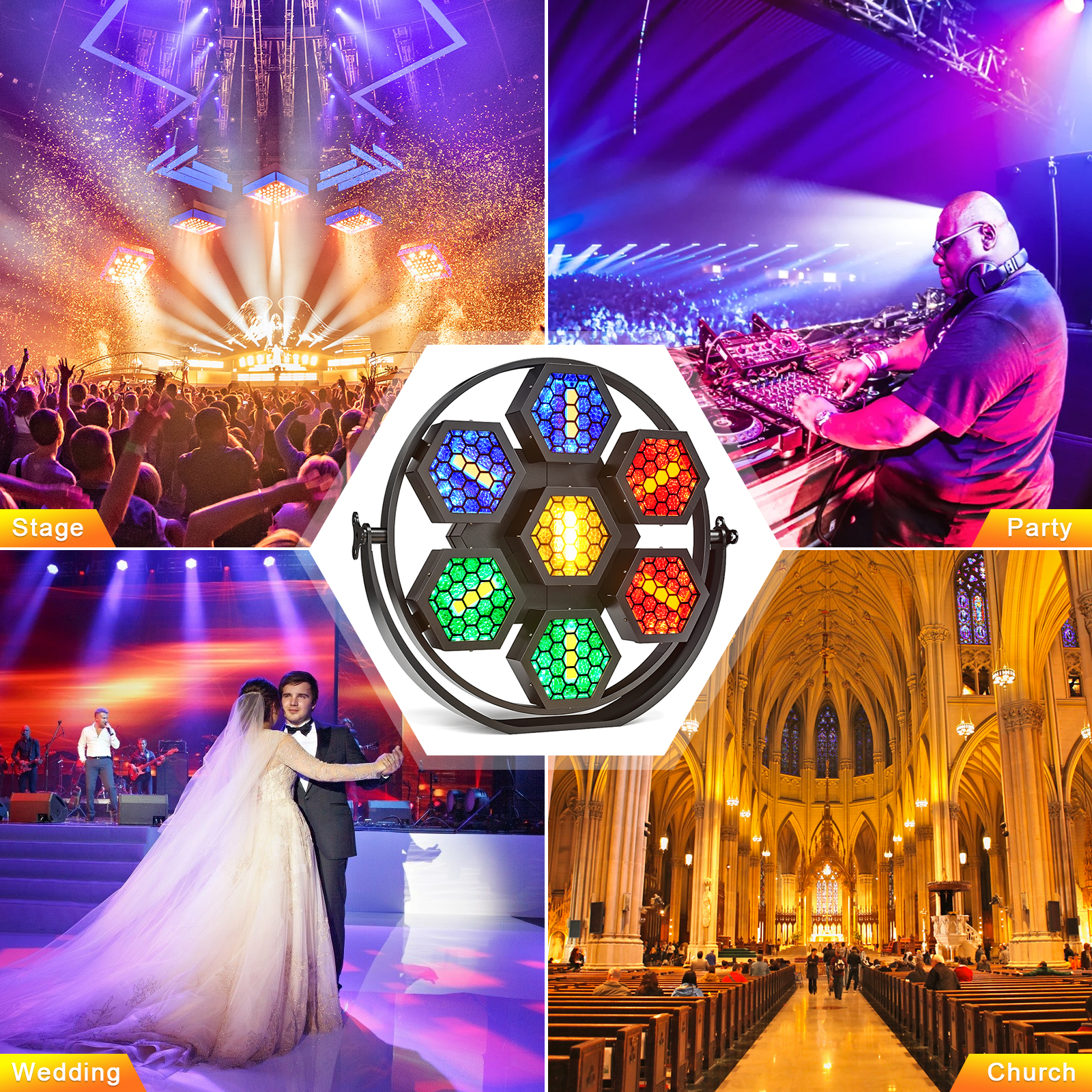 Yiflamefly 7x50W światło retro RGBW COB diody LED oświetlenie wysoka jasność Uplight DMX512 aktywowany dźwiękiem na koncert kościelny ślub
