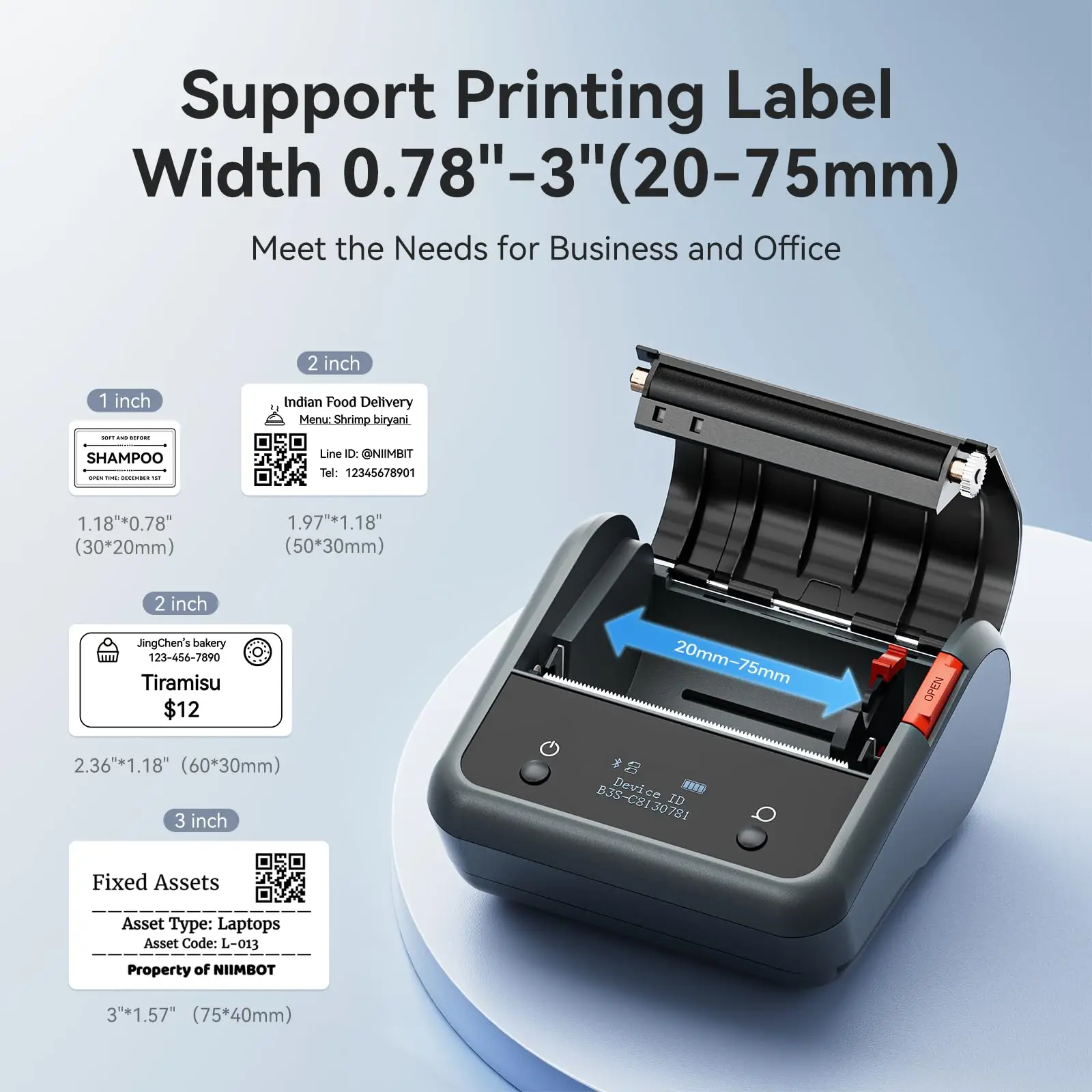 NiiMbot B3S Commercial Wireless Label Maker ซูเปอร์มาร์เก็ตราคา Barcode Label Printer สําหรับร้านขายเสื้อผ้าขนาดเล็กธุรกิจ