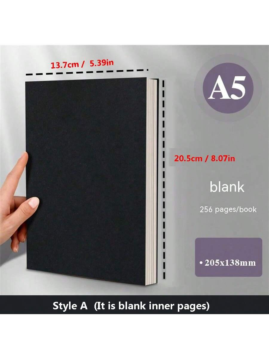 Carnet de notes A5 Ultra épais et Simple à grille vierge, bloc-notes pratique pour étudiant rétro, bloc-notes pour journal intime, 256 Pages, 1 pièce