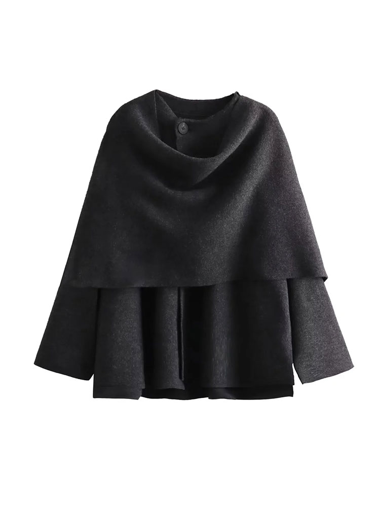NLZG 2023 Winter Weibliche Schal Mantel Langarm Gestrickte Asymmetrische Jacken Für Frauen Streetwear Kausalen Frauen Mäntel