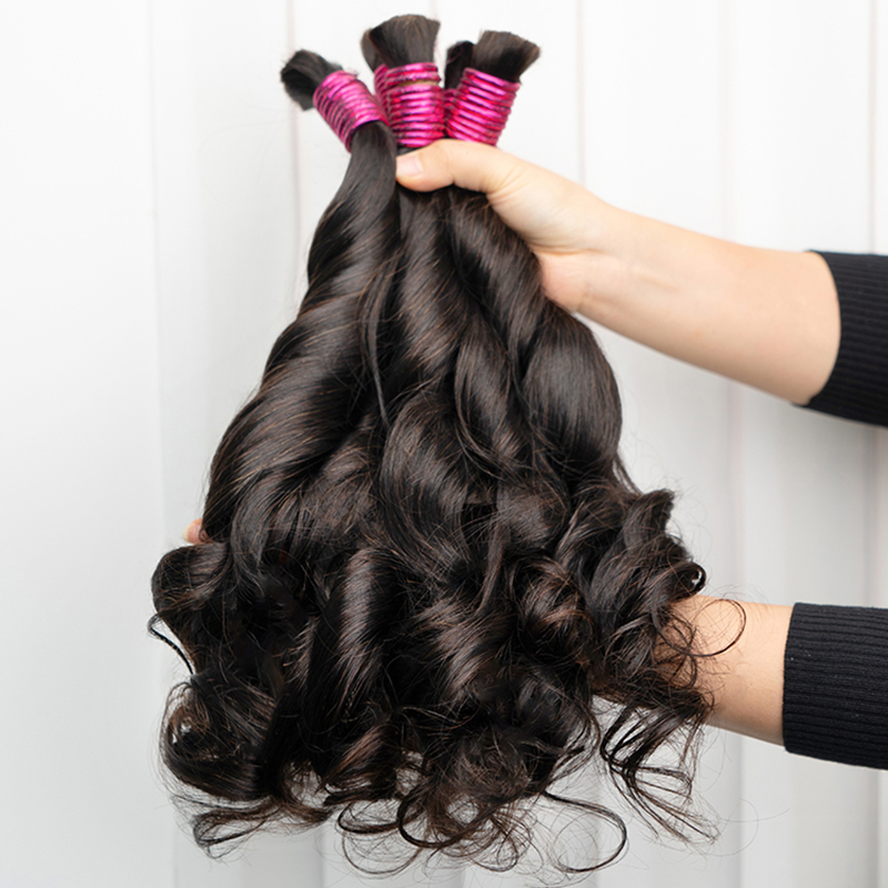 横糸なし 100% 人毛バルクエクステンション生ベトナムティサージュ人毛バンドル編組エクステンションデカベロ Cheveux Cabelo