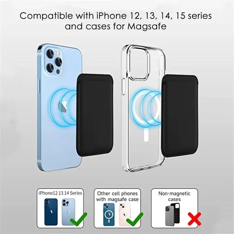 Carteira de couro magnética titular do cartão macsafe suporte do telefone para magsafe iphone 15 14 13 pro max mac suporte seguro telefone