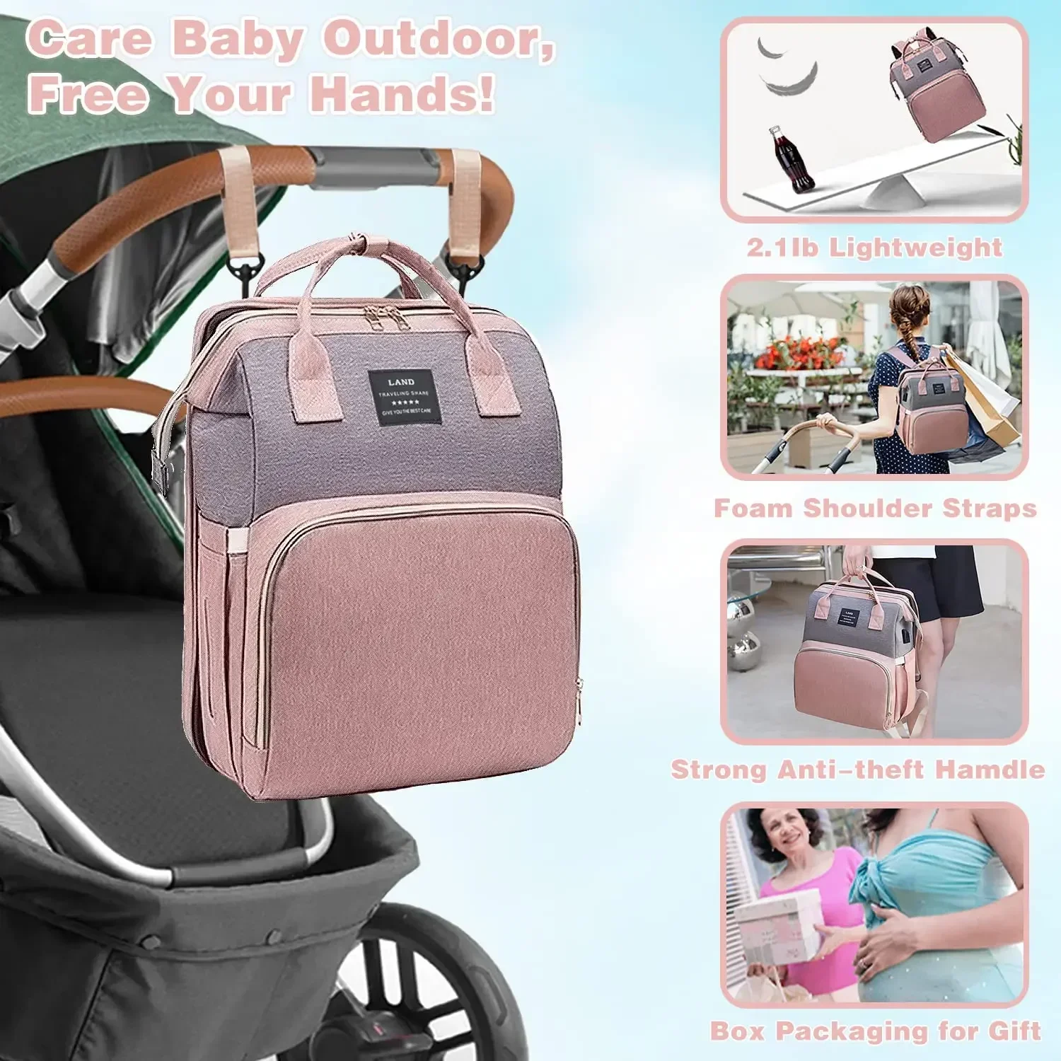 Mama Tasche Leichte, Tragbare Falten Krippe Bett Große kapazität Reise Mutterschaft Taschen Baby Rucksack Weibliche Mama Ausflug Tasche