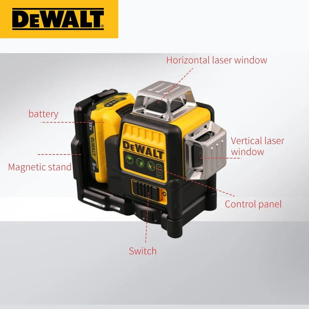 Dewalt DW089 Laser level 3 Sides*360 Degree Vertical 12 Line Self-Leveling Horizontal And Vertical Cross Line Tools 12V Battery