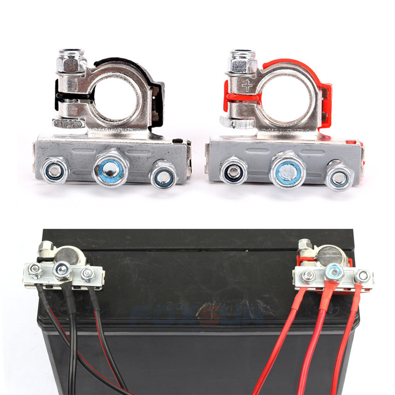 2PCS Batterie Terminal Anschlüsse Quick Release Trennen Batterie Terminals Positive Negative Batterie Kabel Enden für SAE/JIS