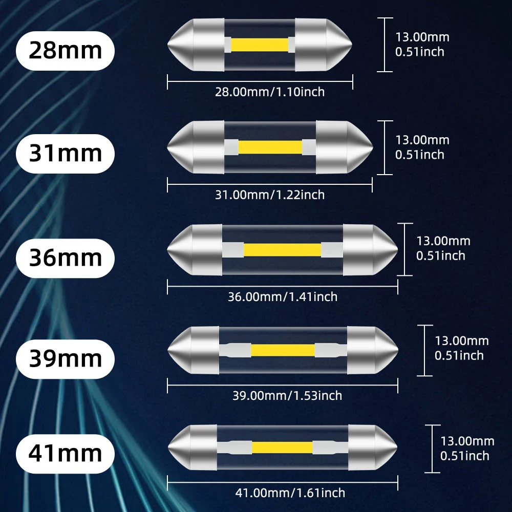 4pcs LED Festoon 31 มม.36 มม.41 มม.C5W COB แก้วหลอดไฟ LED ที่อยู่อาศัยโดมโคมไฟ Trunk รถใบอนุญาตแผ่นภายในอ่านหนังสือ