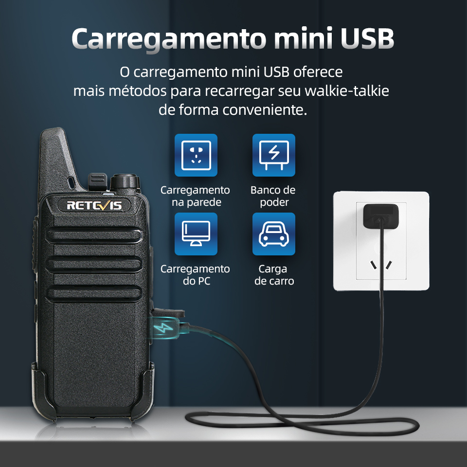 Retevis-RT622 Mini Walkie Talkie, Estação de Rádio Portátil em Dois Sentidos para Restaurante, Hotel, Camping, PMR446, FRS, VOX, 4 6 10 Pcs