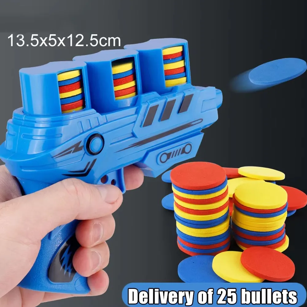 Soucoupe volante pour enfants, jouet d'éjection, jeu de plein air en mousse avec 25 disques volants, jouets amusants, Mini balles souples EVA, bataille