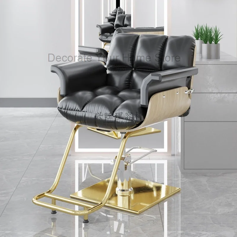 Salão de beleza cadeira de barbeiro ferro barbearia ouro vintage masculino cadeira de barbeiro design personalizado silla de barbeiro móveis de salão de beleza