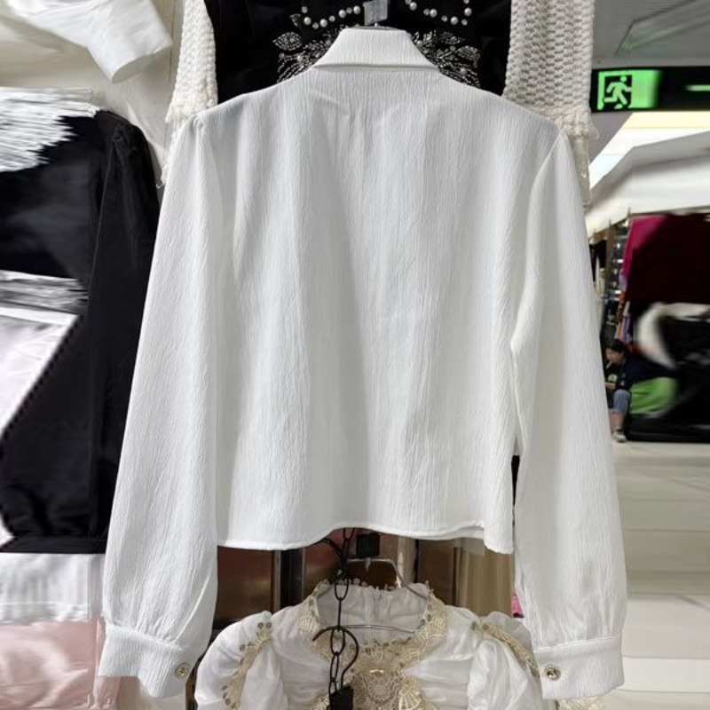 Neploe ヘビービーズスパンコールウィングシャツ女性のための 2024 新しいラペルネック黒ブラウス Y2k 長袖フリル Blusas Mujer