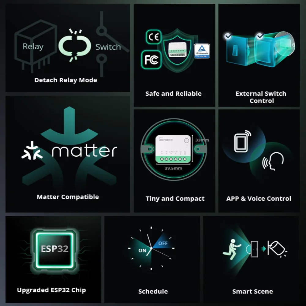 Sonoff mini r4 matéria wifi interruptor de luz casa inteligente sonoff mini r4 extrema materia relé trabalho com alexa google casa homekit
