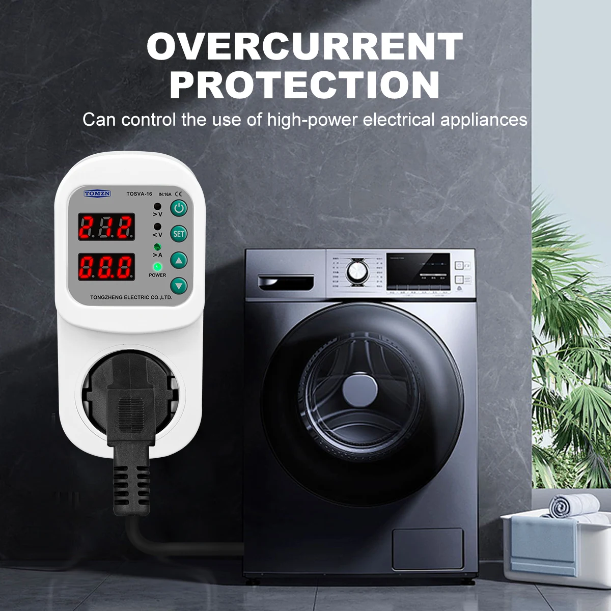 TOMZN Protector de corriente de voltaje automático enchufe AC 110V 220V ajustable 16A Protector contra sobretensiones enchufe de la UE TOSVA-16