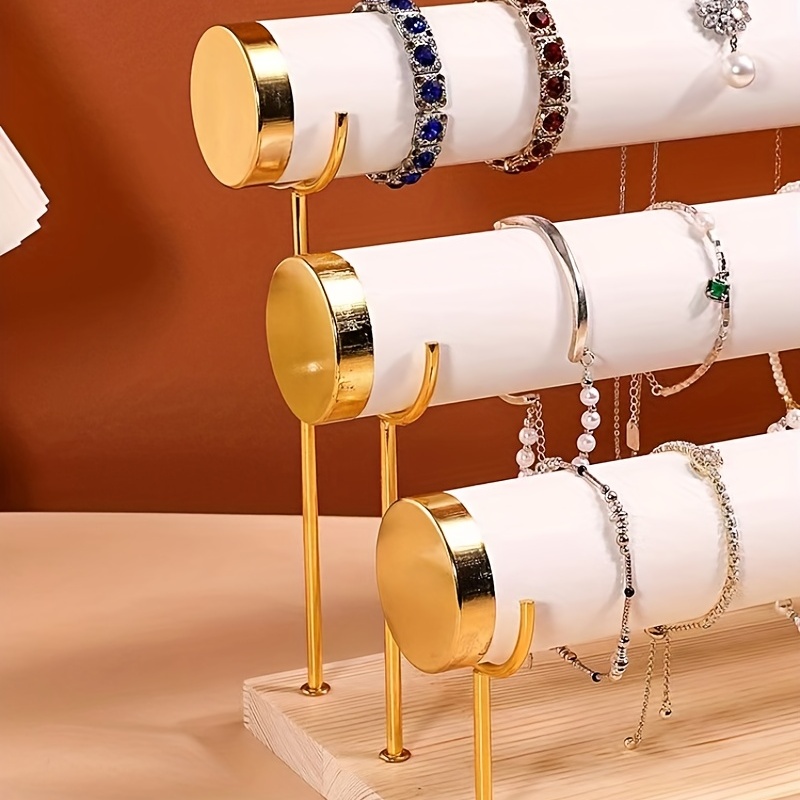 Rack de joias simples de 1/2/3 camadas – Suporte de pulseira de madeira para mulheres e homens, escolha ideal para presentes