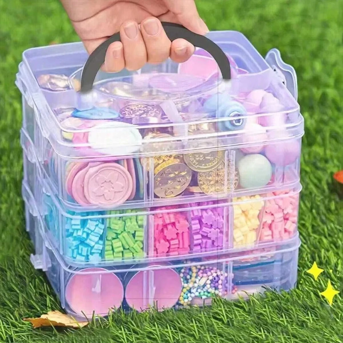 3 Tier 16-Grid Transparent Adjustable Stackable Compartment Slot Plastic Storage Box For Organizing Toys Jewelry Accessories