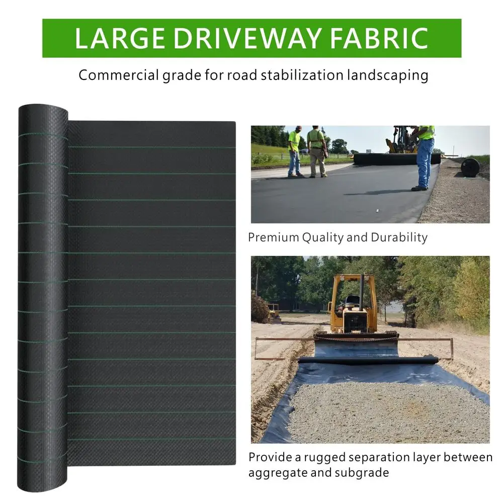 Geotextile Driveway Fabric 13x60 ft 5oz Woven PP Ground Stabilization Underlayment 800lbs Tensile Strength Weed Barrier Fabric