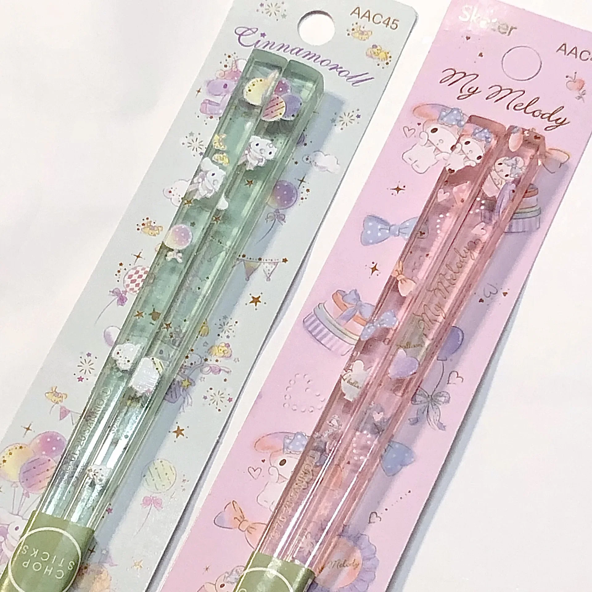 Bacchette Sanrio Cinnamoroll My Melody Bacchette acriliche in cristallo Simpatiche antiscivolo trasparenti sterilizzabili portatili non modellate