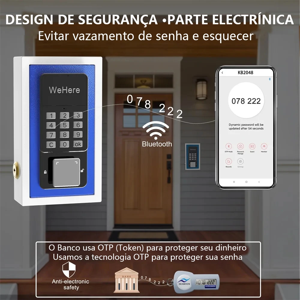 WeHere-Smart Key Safe Box, Telefone Controle Remoto, Caixas de Segurança WiFi, Senha, Eletrônico Wall-montado Lock Boxes