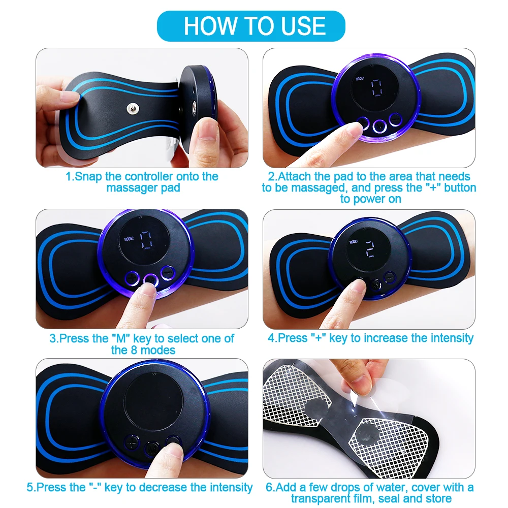 EMS Mini Collo Massaggiatore Impulso Elettrico Portatile Patch di Massaggio Cervicale 8 Modalità 19 Livelli Stimolatore Muscolare Rilassa Strumento di Sollievo Dal Dolore