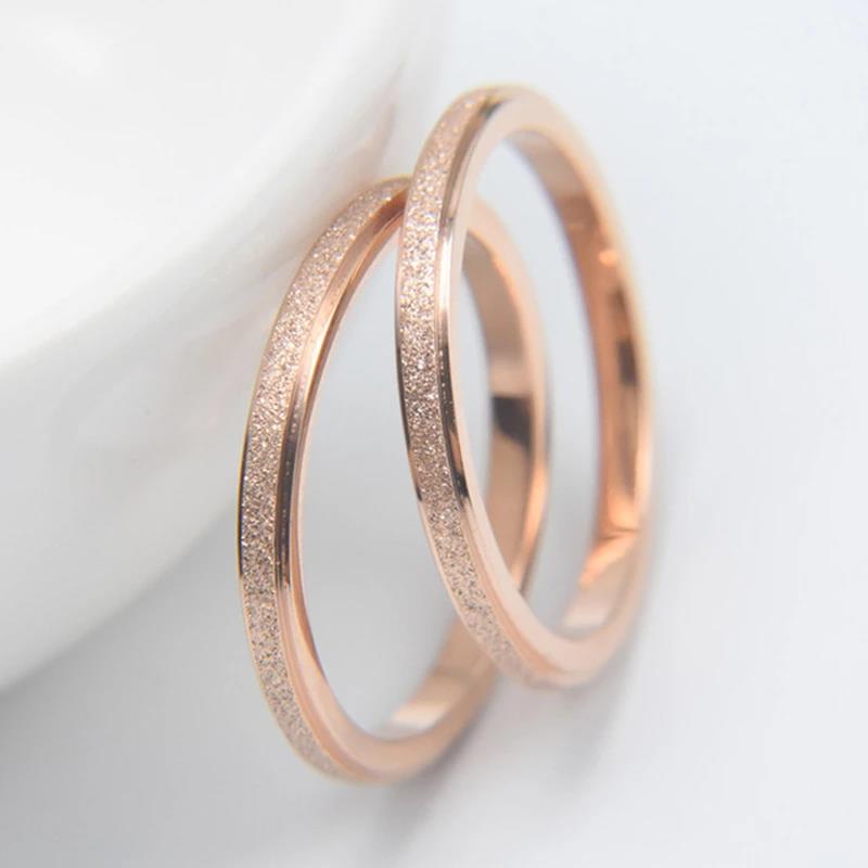 Chất Lượng Cao Thời Trang Đơn Giản Tẩy Tế Bào Chết Thép Không Gỉ Nhẫn Nữ 2/4/6 MM Rộng Hoa Hồng Vàng Màu Ngón Tay Tặng cho Bé Gái Trang Sức