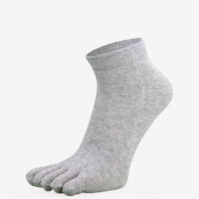 Calcetines con punta de algodón para hombre, calcetines con cinco dedos, calcetines cortos transpirables hasta el tobillo, calcetines deportivos para correr, Color sólido, negro, blanco, gris, calcetines masculinos