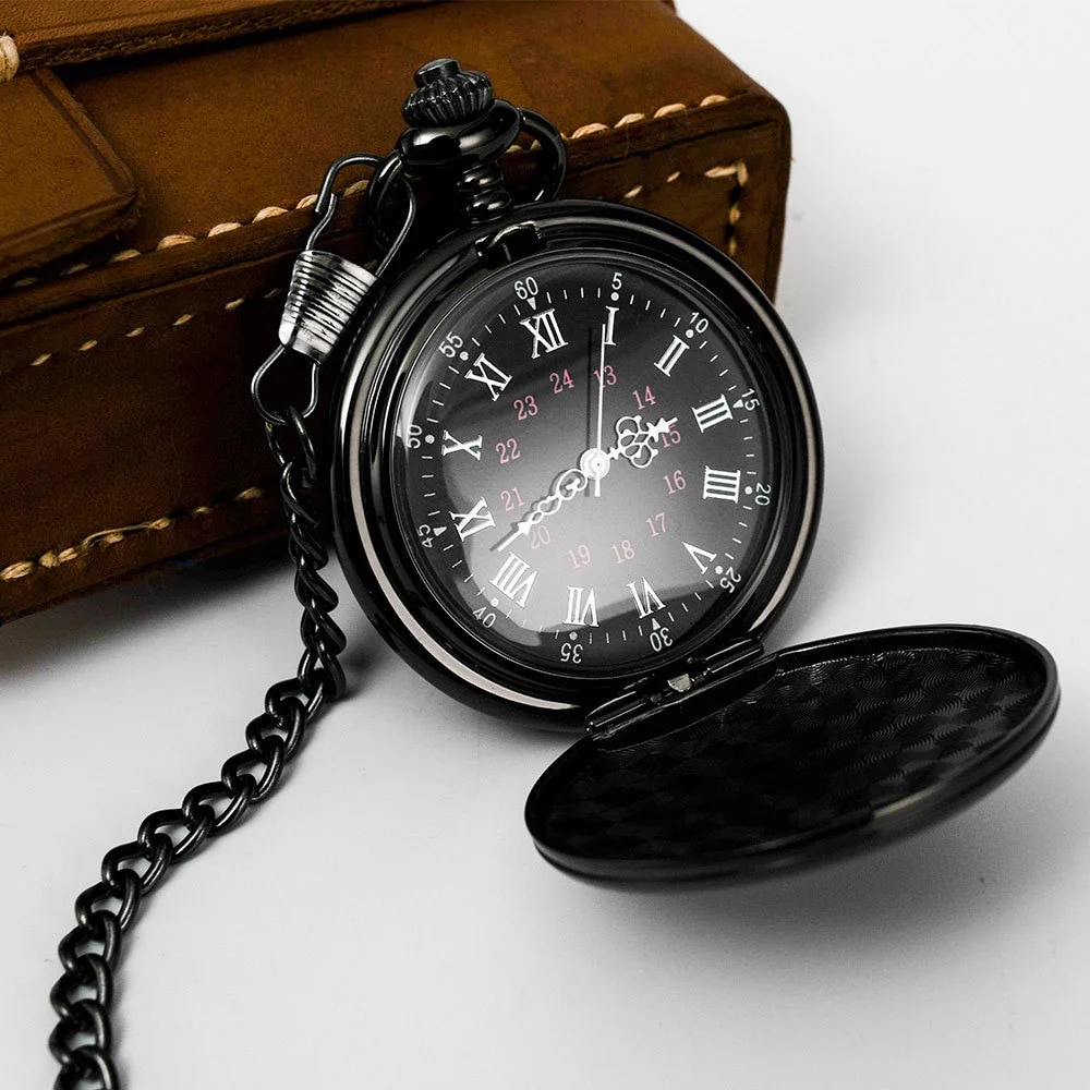 Mode 37CM Fob Kette Glatte Stahl Quarz Taschenuhr Vintage Römische Zahl Zifferblatt Anhänger Fob Uhr Geschenke Uhr
