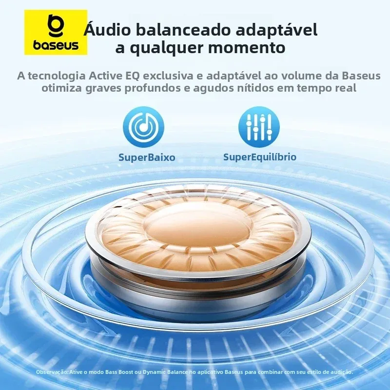 Baseus EP10 Pro ANC Fones de ouvido sem fio Bluetooth 6.0 Fones de ouvido 50dB Fones de ouvido adaptativos em tempo real 6 microfone Hi-Res LDAC IP55 Fones de ouvido fone baseus ep 10 pro