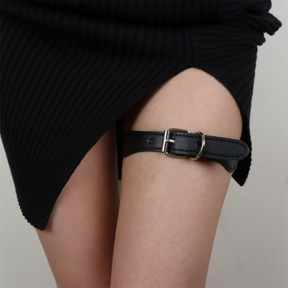 Club Rock Sexy Lederen T Riem Kousenband Elastisch Beenharnas Goth Accessoires Zwart Enkelbandje Dij Gothic Punk Kousenband voor Meisjes Vrouwen