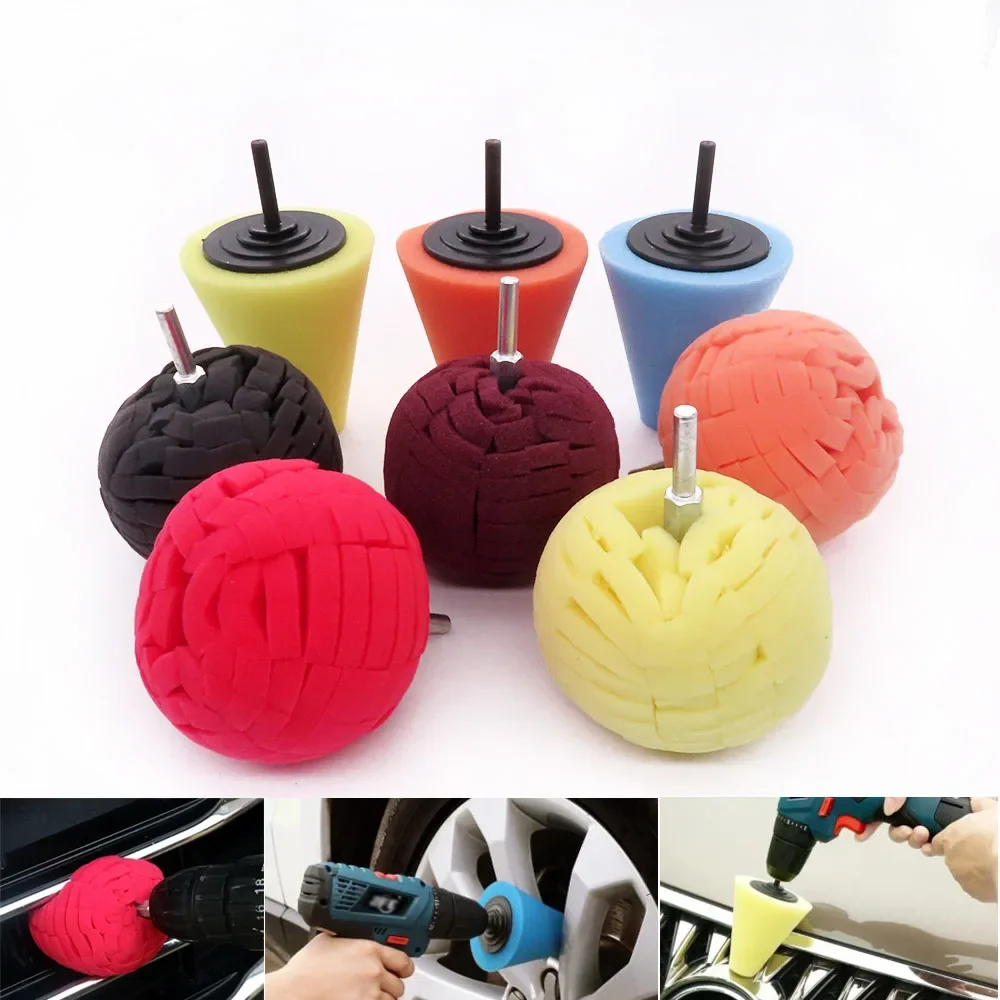 Đánh Bóng Xe Miếng Lót Đệm Phồng Xốp Bọt Biển Hình Nón Máy Đánh Bóng Đệm Miếng Lót Ô Tô Bộ Dụng Cụ Lấy Ráy Tai Cho Bánh Xe Trung Tâm Đèn Pha Đánh Bóng