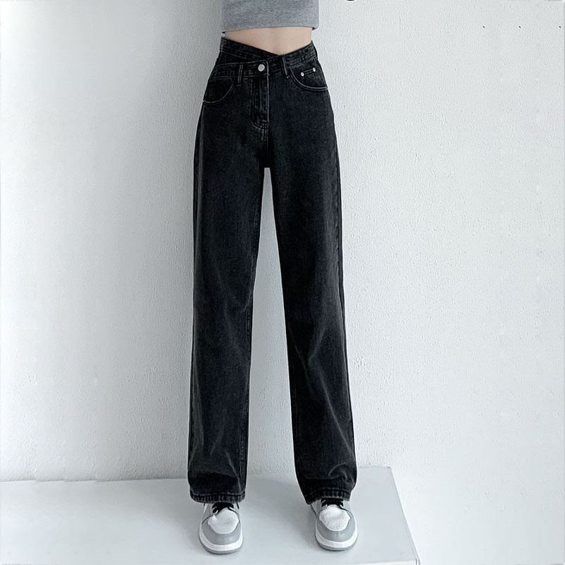 Zoenova calças de brim femininas perna larga mãe femme preto azul jeans cintura alta mulher calças 2023 roupas pantalones spodnie damskie