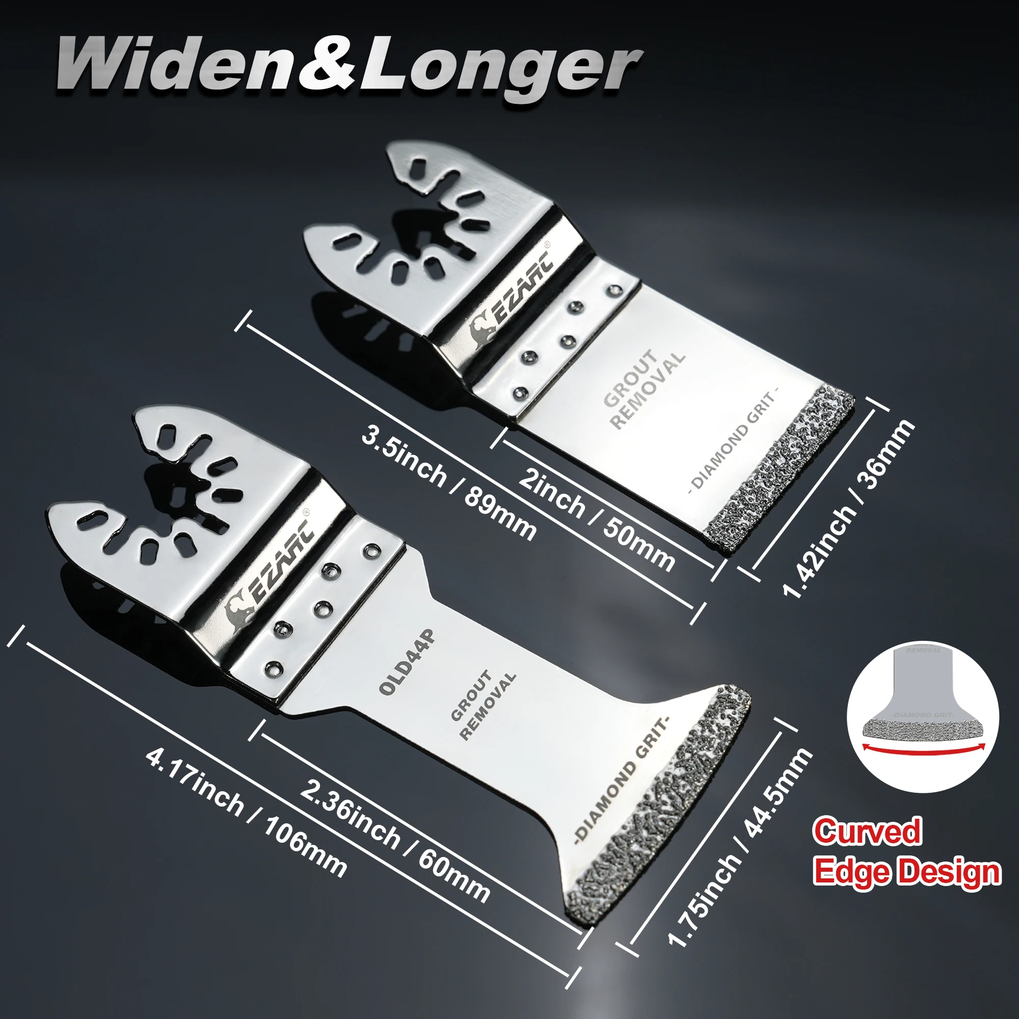 EZARC 3PCS Diamond Oscillating Blades, Multitool Extra-Long Oscillating Saw Blades for Grout Removal, Cleaning Mortar