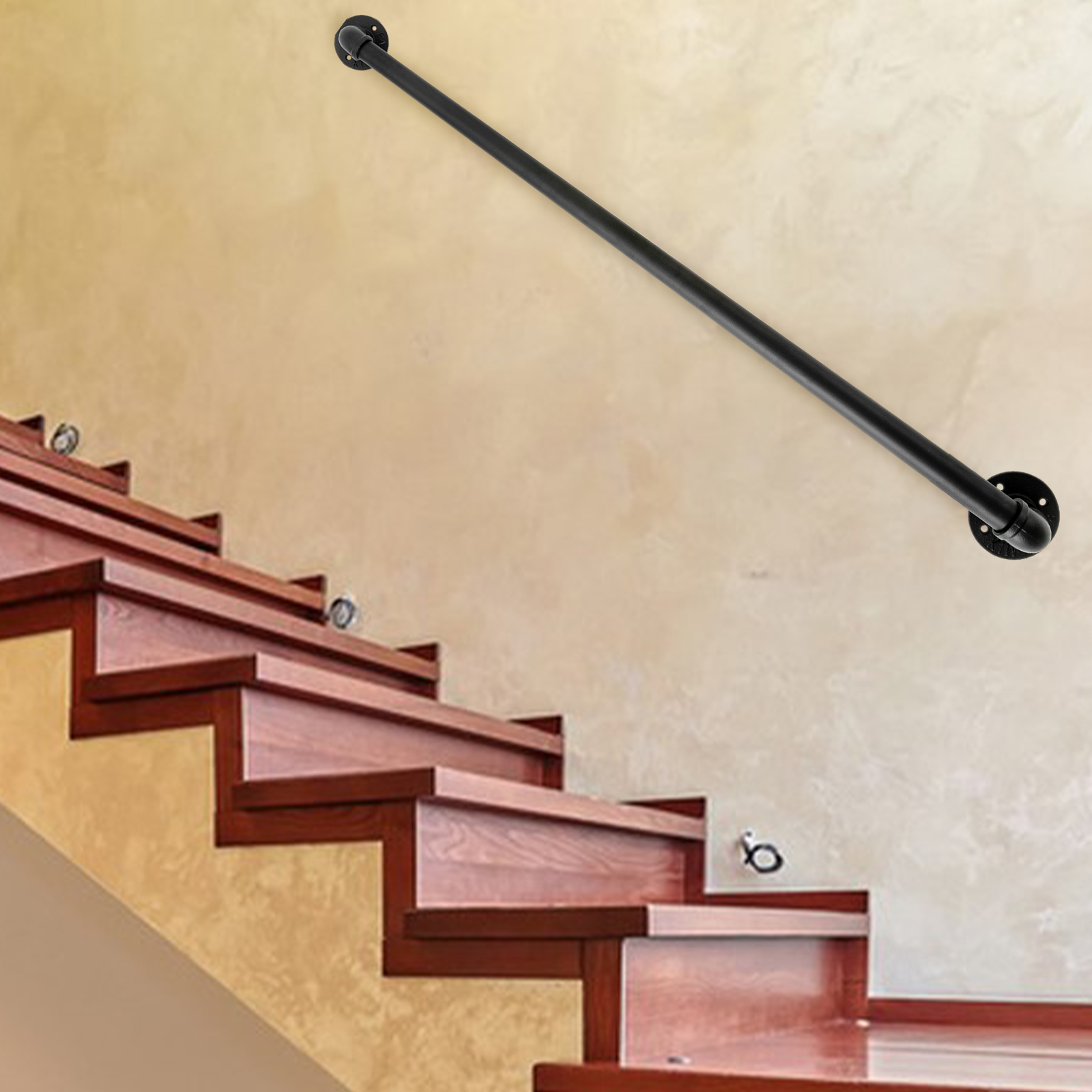 4FT Black Metal Staircase Handrail Industrial Hand Rail