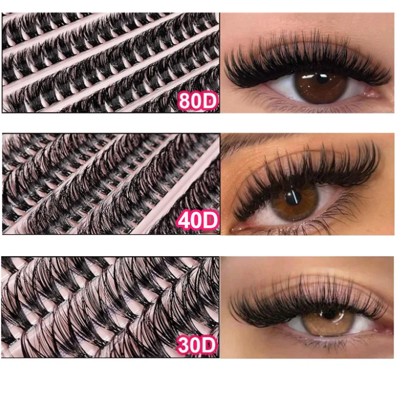 MIAOJIE 200 ชิ้น 30D Cluster ขนตาปลอมชุด DIY ขนตา, ความหนา 0.05 มิลลิเมตร, D Curl, ความยาวผสม 8-16 มิลลิเมตร