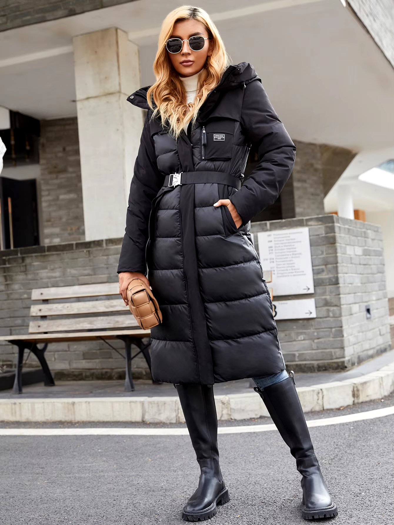 Cinemore Damenjacke lang Fashion Grace Damen Winter Daunenjacken Reißverschlusstasche mit Gürtel Parka hochwertige Oberbekleidung 8189