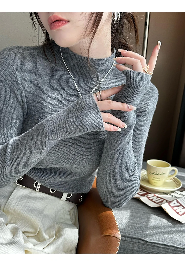 Nuovo autunno inverno manica lunga maglione lavorato a maglia donna pullover nero bianco maglione lavorato a maglia donna top maglioni Sueters De Mujer MZ54