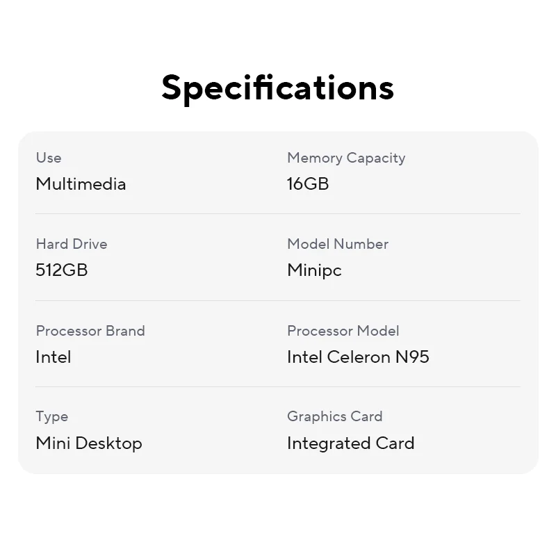 Blackview MP60 NEU 	 Mini-PC Ordenador Windows 11 16 GB DDR4 512 GB/1 TB SSD Ordenador Intel N95 4K HD Doble HDMI Dual-Band 2,4 G