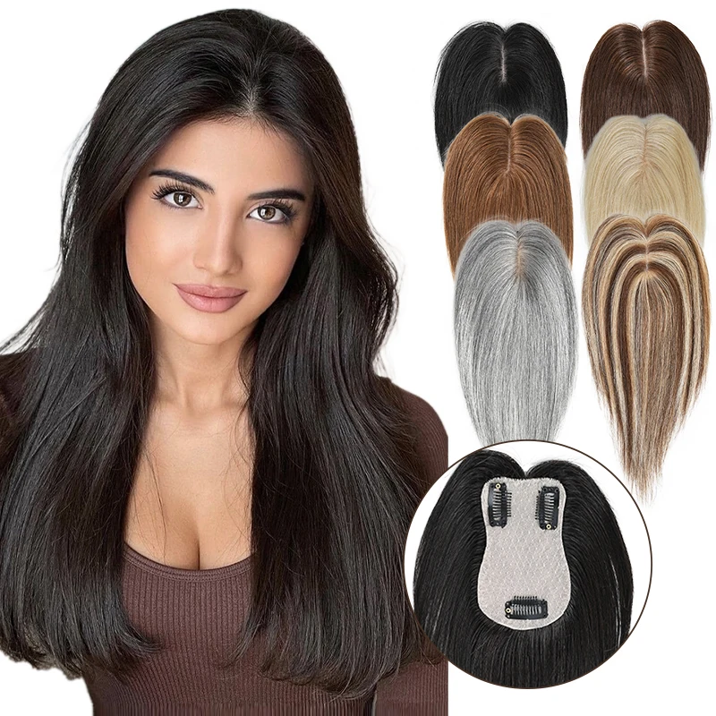 Rede de cabelo de simulação de 8-14 polegadas 7x11cm 100% cabelo humano toppers clipe em postiços para mulheres com acessórios de cabelo de desbaste