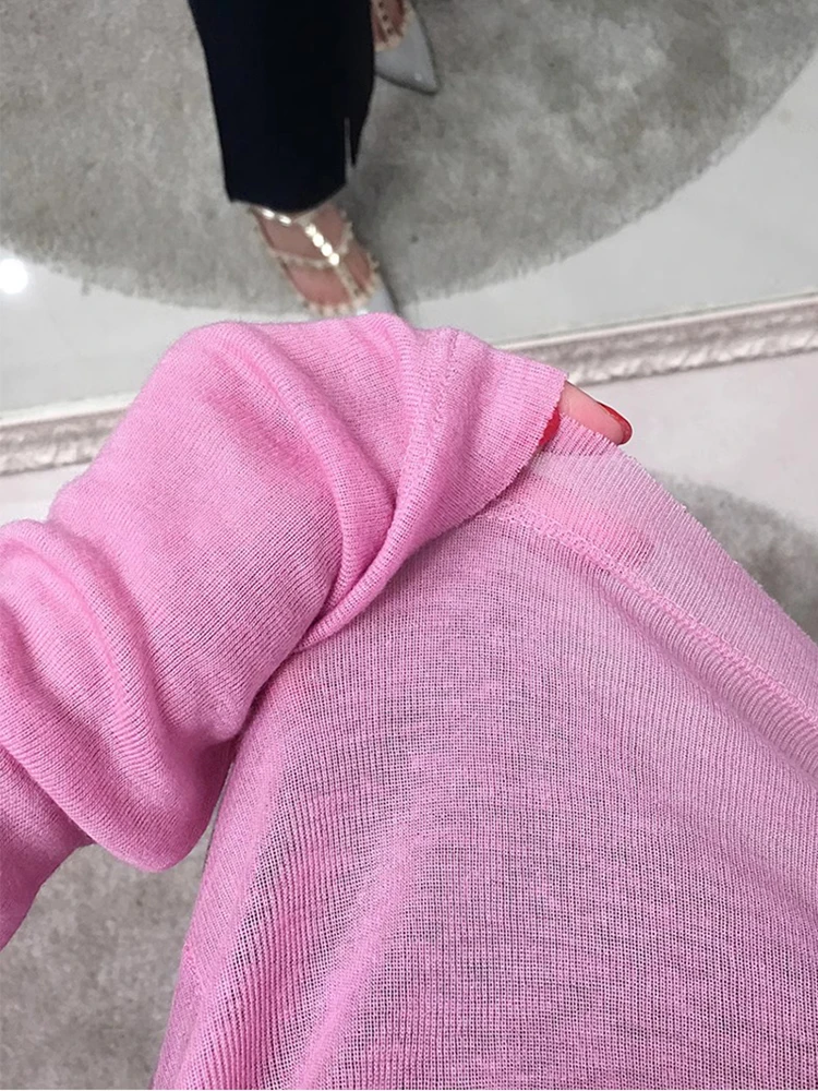 เซ็กซี่ดูผ่านผู้หญิงเสื้อยืดแขนยาวเกาหลีสไตล์ Slim Basic Elasticity TShirt TOP เสื้อผ้าผู้หญิง T เสื้อ femme