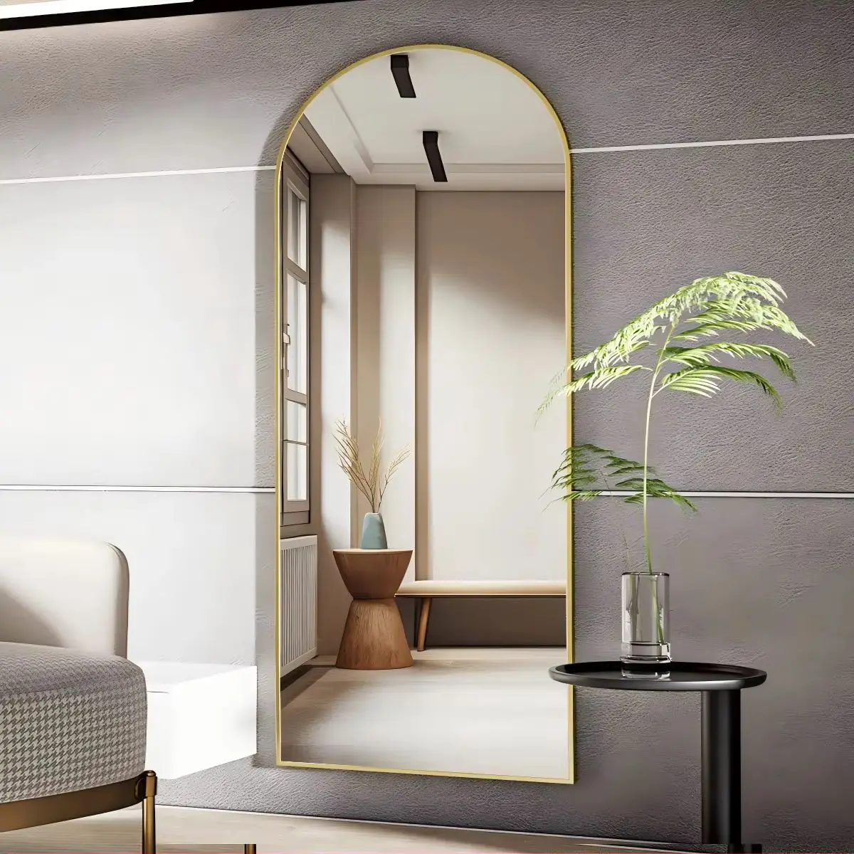 BEAUTYPEAK Arched Full Length Mirror, 71"x26" Full Body Floor Mirror Standing Hanging or Leaning Wall, Full Body Mirror Standing