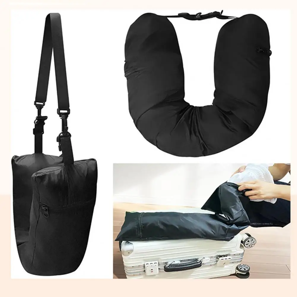 Almohada de viaje para el cuello, almohada de viaje con relleno automático, almohada de cuello rellenable portátil para viajes con cojín de soporte recargable para coche