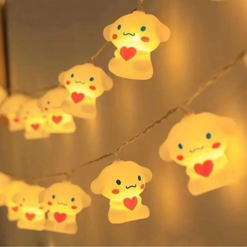Hello Kitty ไฟ LED String ห้องนอน Ambient Lighting Kawaii Sanrio Mini Night โคมไฟตกแต่งบ้านคริสต์มาสไฟตกแต่ง